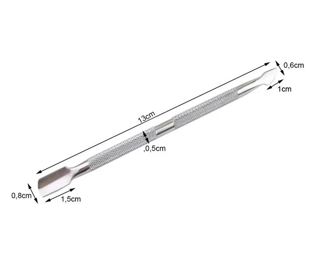 Instrument metalic (chiureta) pentru cuticule, chiureta profesionala din inox unghii, cu 2 capete
