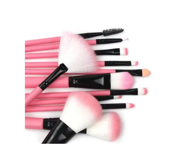 Set pensule pentru machiaj, în tub, roz, 12 buc