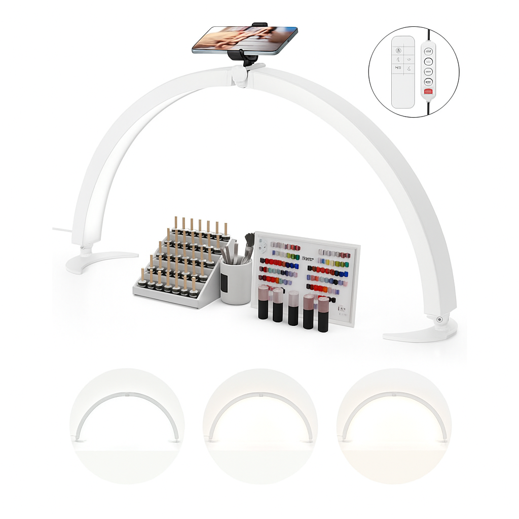 Lampa LED semiluna de masa, pliabila, 36W, culoare alba