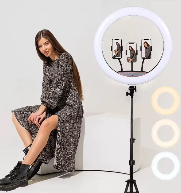 RING LIGHT LED 56cm, 55w, trepied 2m, telecomanda