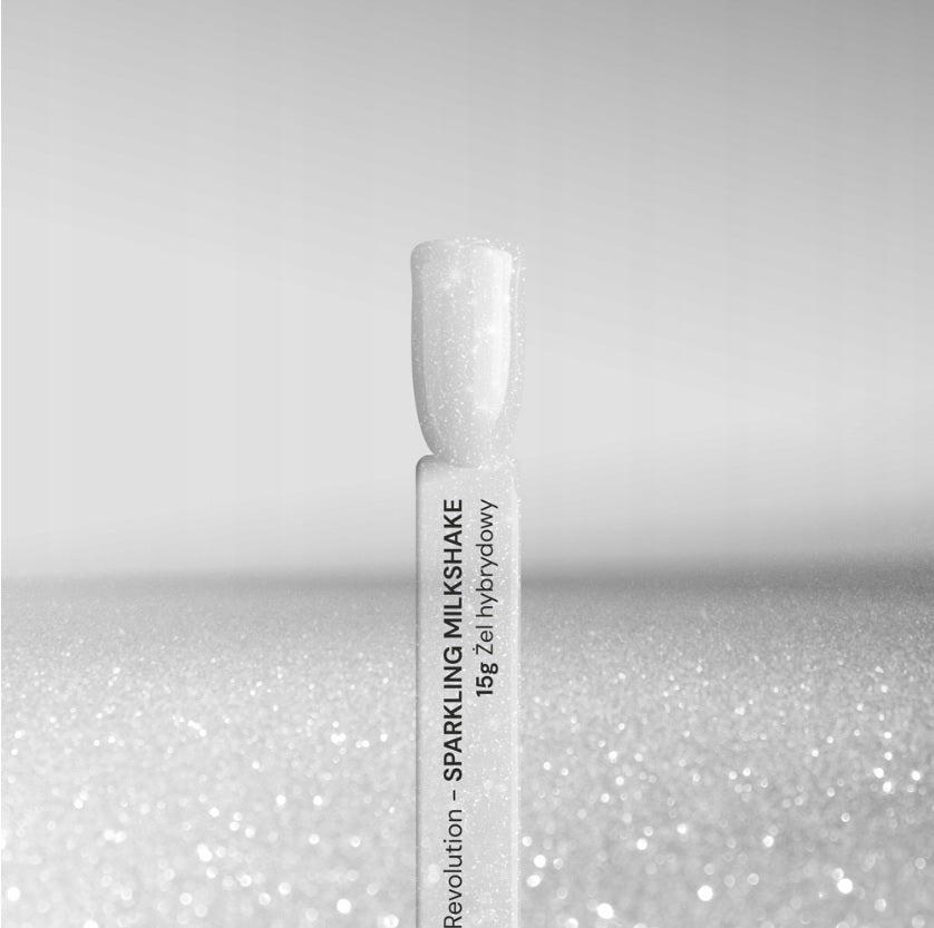 Baza / HYBRID GEL Silcare Revolution 10 in 1- SPARKLING MILKSHAKE , 15 GR (ALB LAPTOS CU SCLIPICI)
