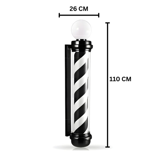 Sigla Barber Shop, Reclama luminoasa frizerie, Barber Pole, 110CM - TOTAL NEGRU