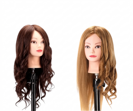 Cap de practica manechin cu par natural 100%, blond/saten, se poate ondula si folosi placa, 65-70 cm