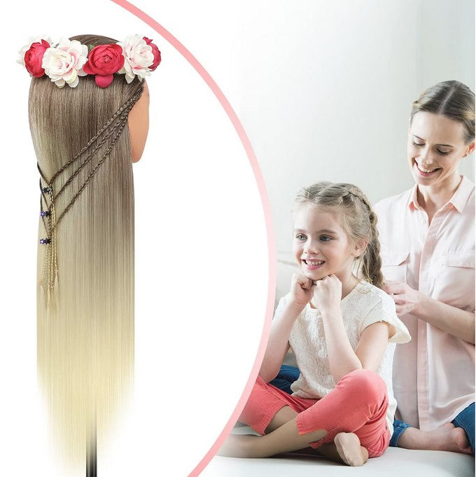 Cap practica manechin, Ombre, 65cm, par des, pentru frizerie/coafor, cu suport