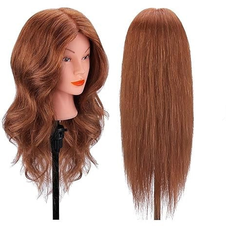 Cap practica manechin cu par natural 100%, compatibil ondulator si placa, blond, 45-50 cm