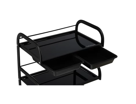 Carucior salon profesional – 3 rafturi, ergonomic si durabil - ST029 - Alb/Negru