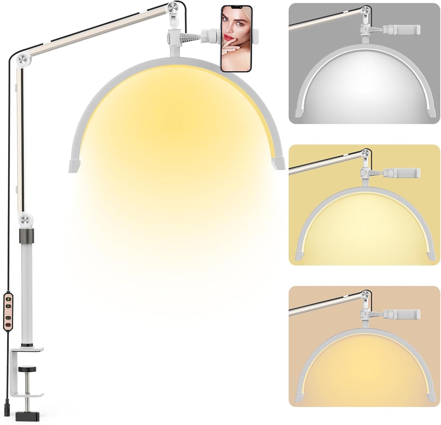 Lampa SEMILUNA Led , cu prindere de masa / pat - Alba , MOON LIGHT