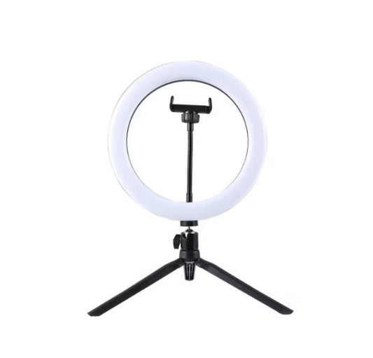 Ring Light | LED | 20cm diametru | USB | 3 moduri lumina - 10 trepte de reglaj | cu suport pt. telefon