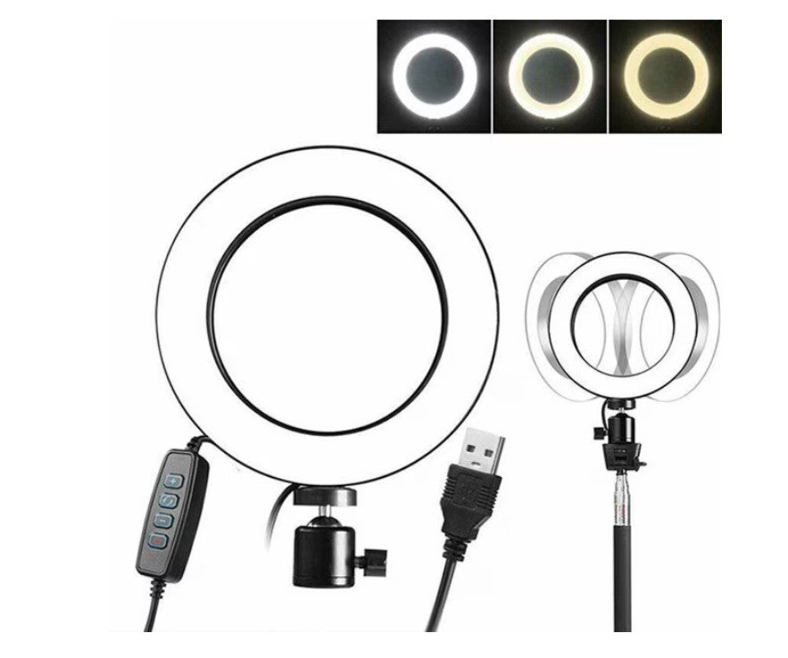 Pachet promo: Lampa circulara LED Ring Light 26cm + Telecomanda bluetooth pentru telefon