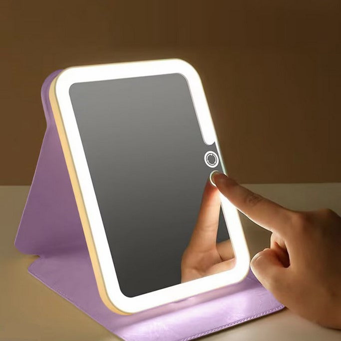 Oglinda cosmetica | LED | 3 tipuri de lumina-Pliabila-USB | 22 x 16 cm