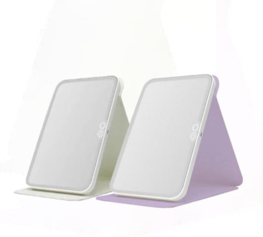 Oglinda cosmetica | LED | 3 tipuri de lumina-Pliabila-USB | 22 x 16 cm