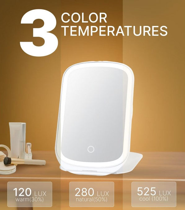 Oglinda cosmetica ovala| LED | 3 tipuri de lumina - intensitate reglabila - pliabila