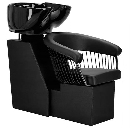 Scafa profesionala coafor Zoe neagra cu bol ceramic si design modern pentru salon
