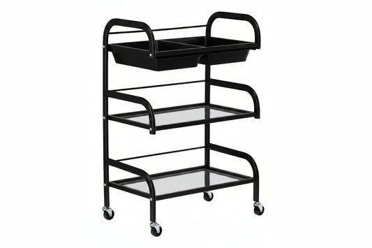 Ucenic Profesional Cosmetica 58 cm | Structura 3 Polite si 2 Sertare | Negru