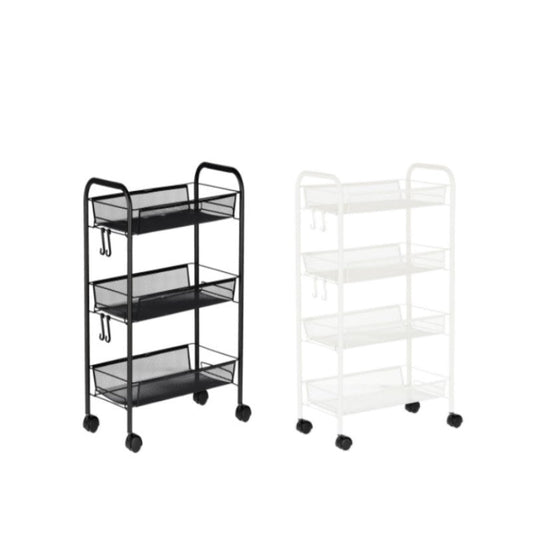 Ucenic profesional pentru cosmetica cu 3 rafturi | Metalic | Alb - ST015