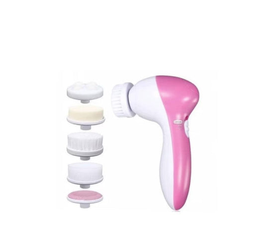 Aparat curatare Faciala, tip Perie, 5 in 1, Multifunctionala, Rezistent la apa, 5 capete de periere/exfoliere