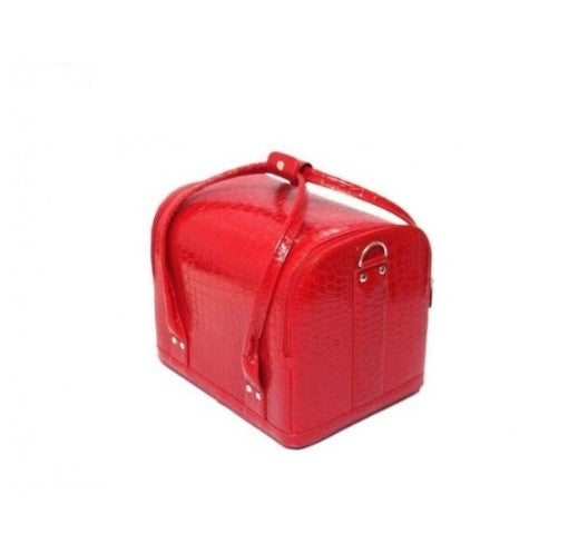 Geanta cosmetice cu organizator, aspect piele crocodil, Beauty Case