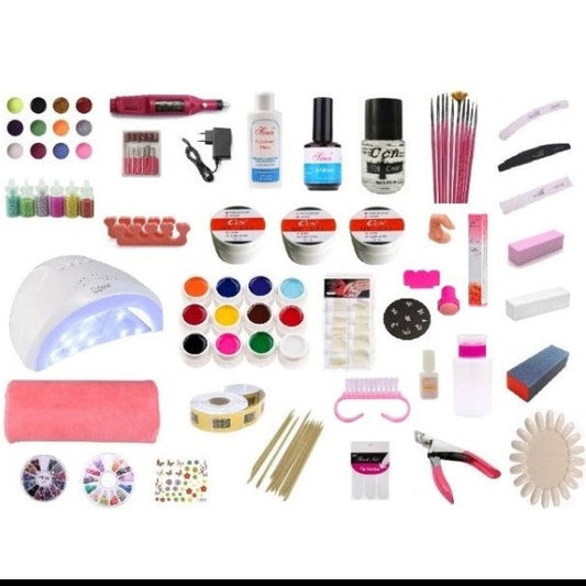 Kit unghii Extra ,lampa SunOne, freza, suport mana, accesorii