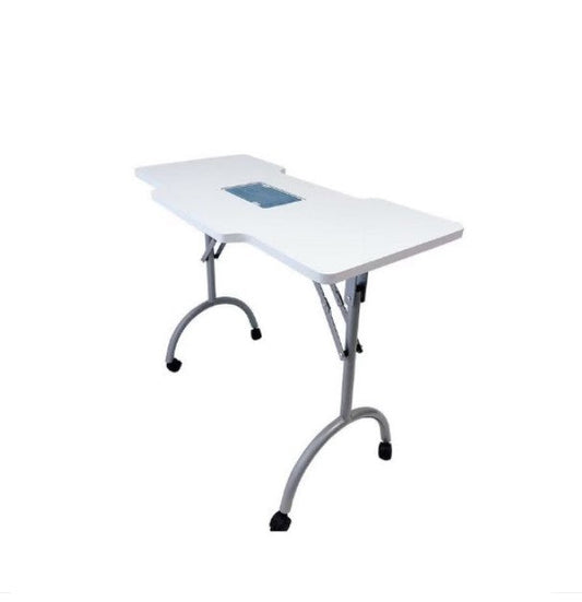 Masa Manichiura cu Aspirator Incorporat si Roti, Alba 9007