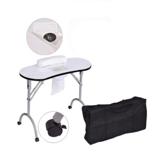 Masa pentru manichiura mobila, cu aspirator incorporat - Alb 9001