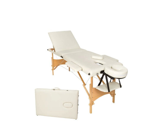 Masa, pat de masaj portabil cu 3 sectiuni, Alb