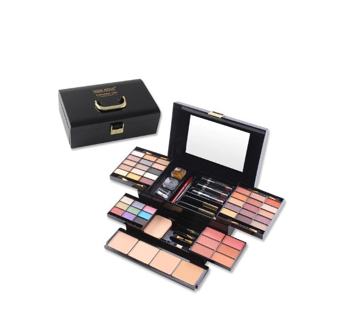 Trusa de machiaj profesionala, Color Spirit, Miss Rose, 39 nuante de fard, 4 nuante de pudra si 6 nuante de blush