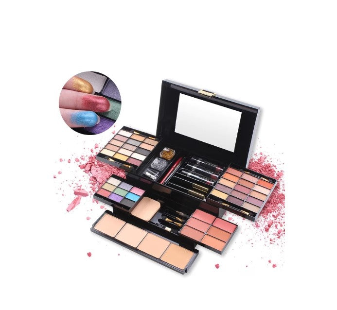 Trusa de machiaj profesionala, Color Spirit, Miss Rose, 39 nuante de fard, 4 nuante de pudra si 6 nuante de blush