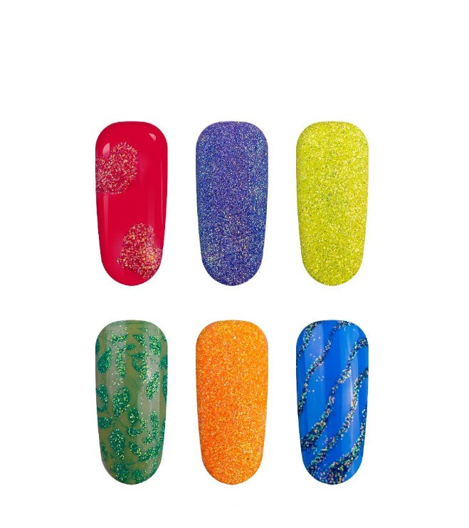 Set decor unghii cu sclipici si efect neon