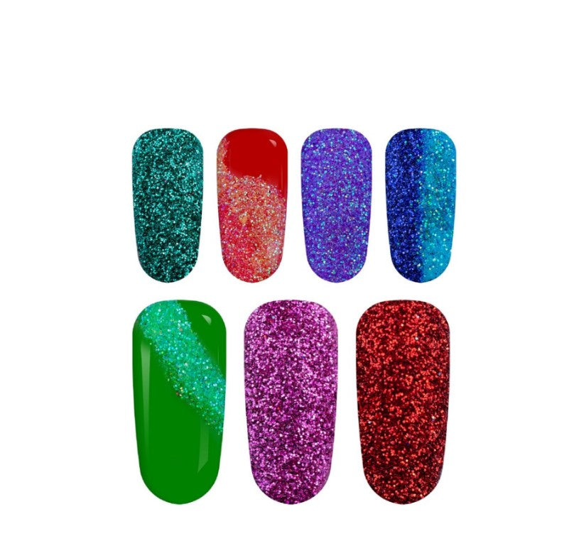 Set decoratiuni unghii cu sclipici fin, multicolor