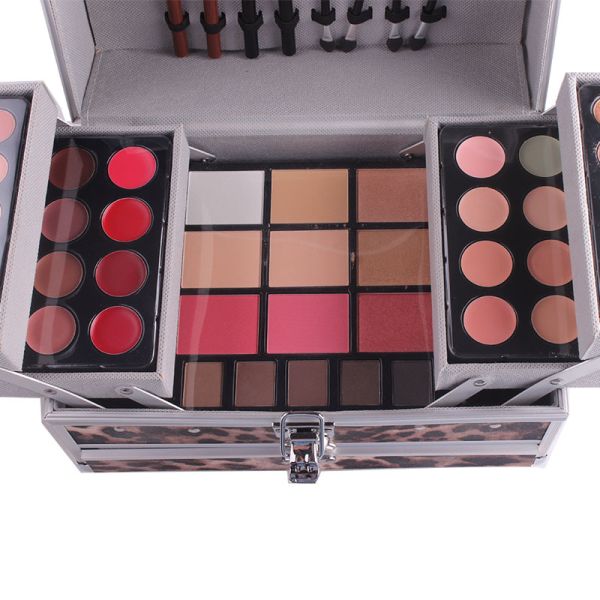 Trusa make up multifunctionala cu geanta Miss Rose, Animal print