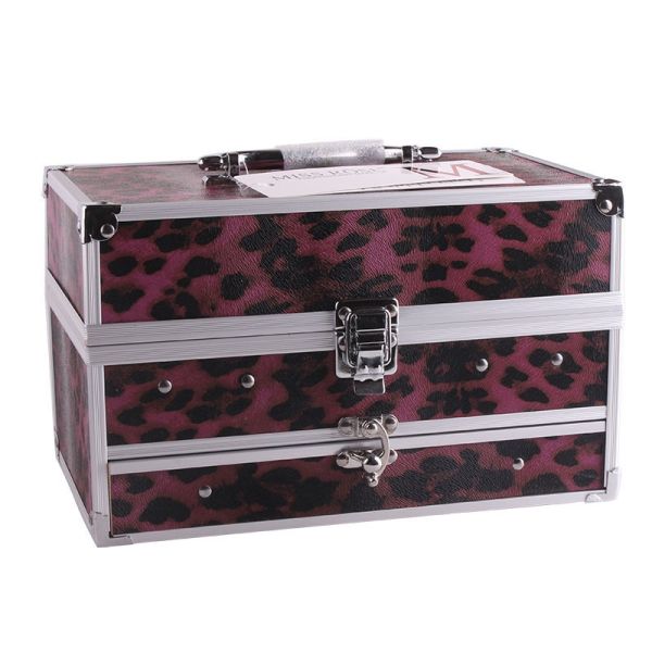 Trusa make up multifunctionala cu geanta Miss Rose, Animal print