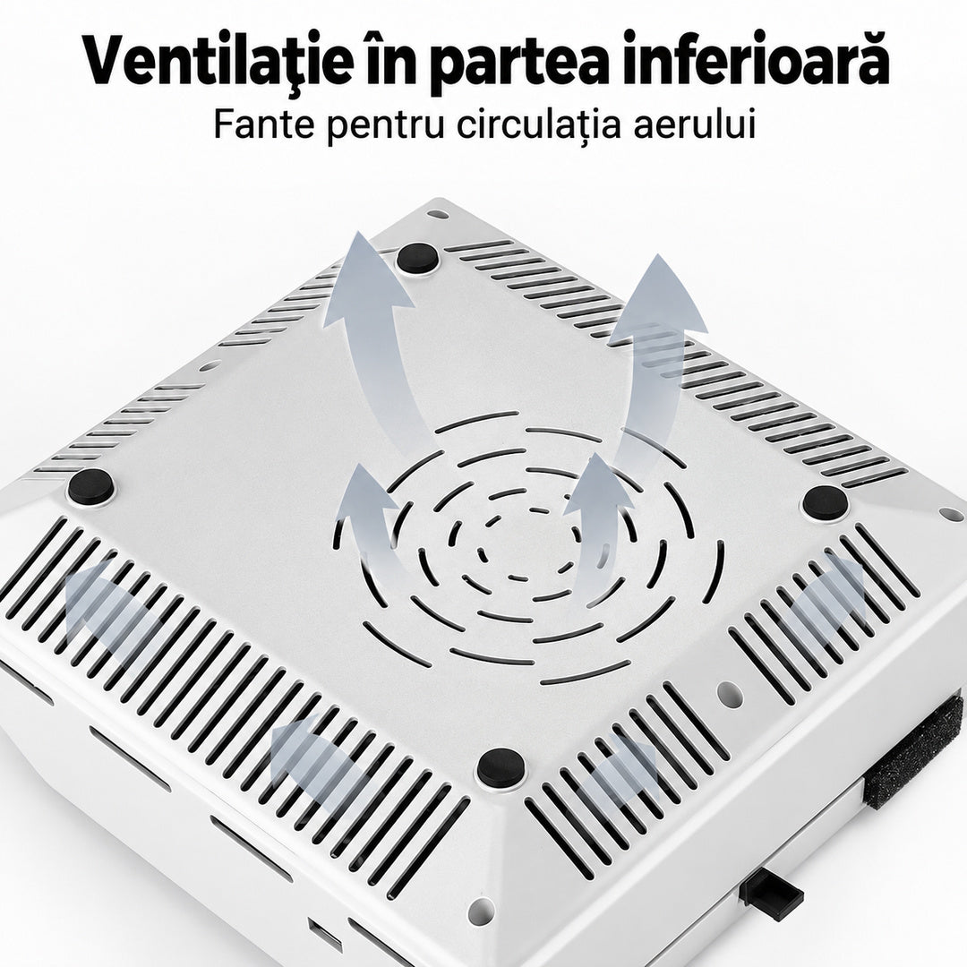 Aspirator BQ 858-10, cu fante de ventilație și piciorușe de sprijin.