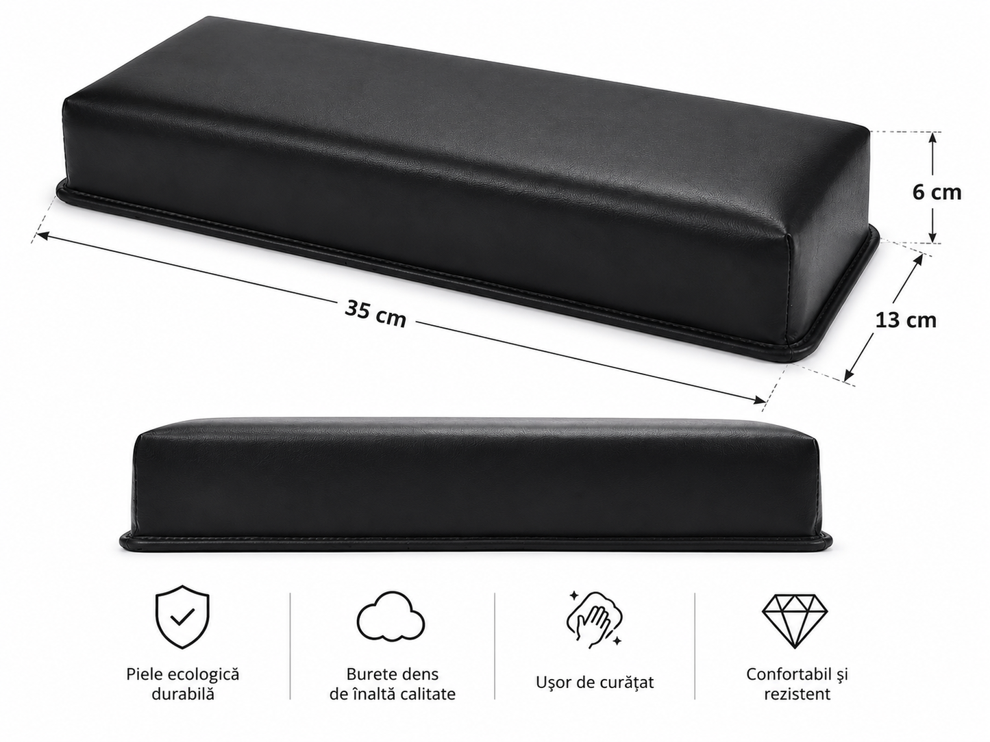 Suport Mana pentru Manichiura | Negru | 35 cm | Piele Ecologica