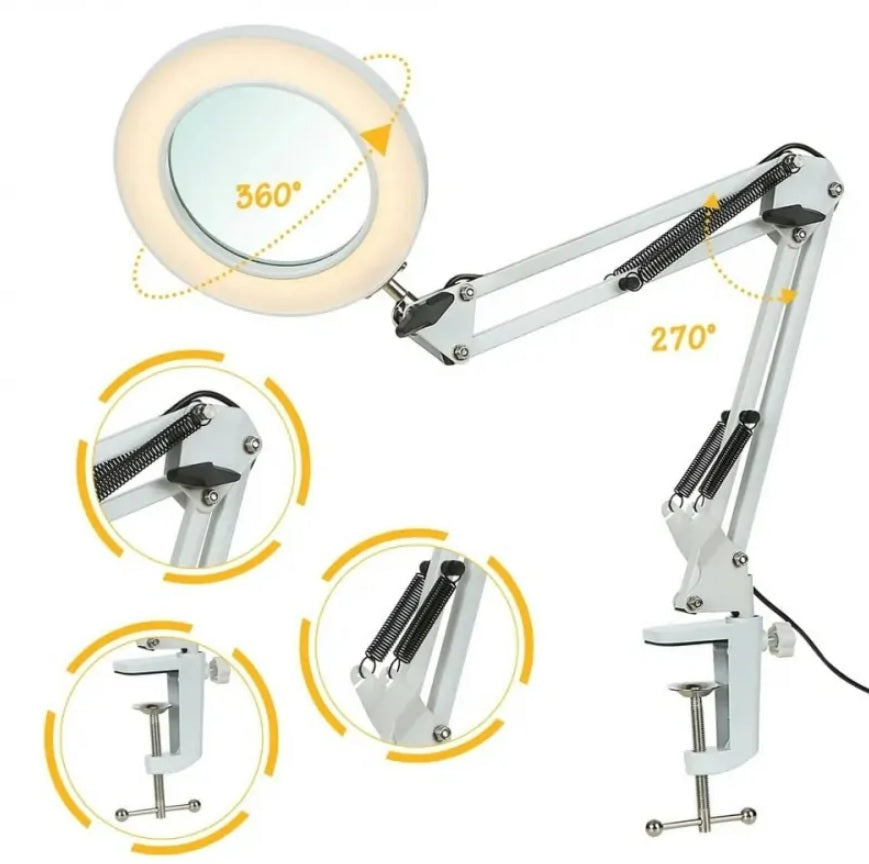 Lupa cosmetica cu lampa LED, brat reglabil, lumina rece