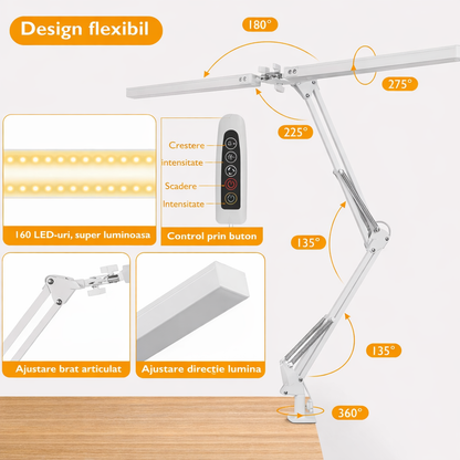 Lampa LED bagheta dubla, cu prindere de masa