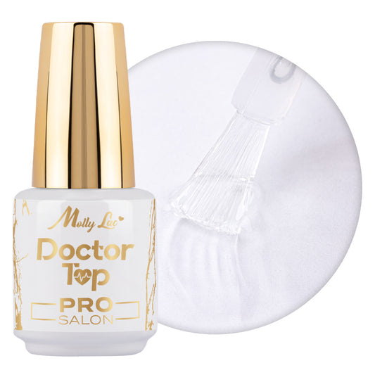 Top Coat MollyLac Doctor Top Pro Salon – Auto-Regenerare & Luciu Intens No Wipe 15g