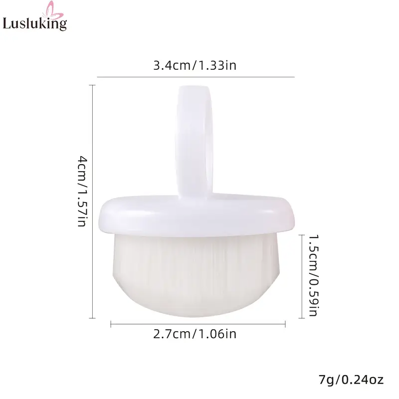 Grafic tehnic ce indica dimensiunile si cotele exacte in milimetri si inch pentru inelul si capul periei de praf Ring Brush.