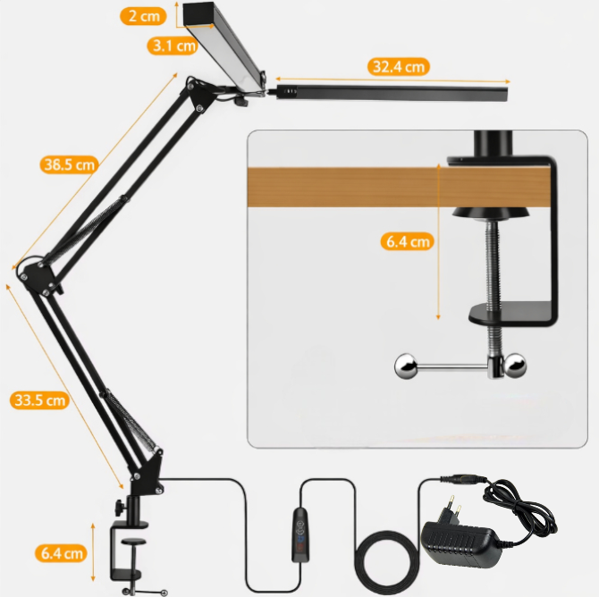 Lampa LED bagheta dubla, cu prindere de masa