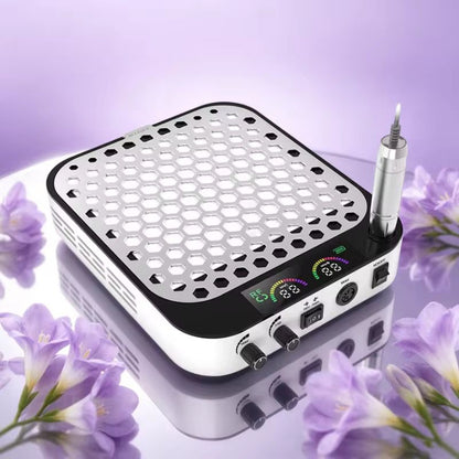 Aparat hibrid 2in1 colector praf unghii si pila electrica silentioasa fara vibratii pentru salon cosmetica si tehnician unghii 