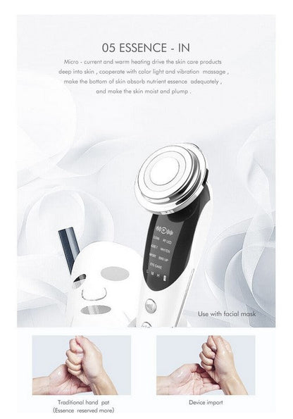 Aparat pentru intinerirea pielii | 7in1 | masaj facial, lifting, anti rid, lumina led, curatare pori, indepartare riduri si cearcane