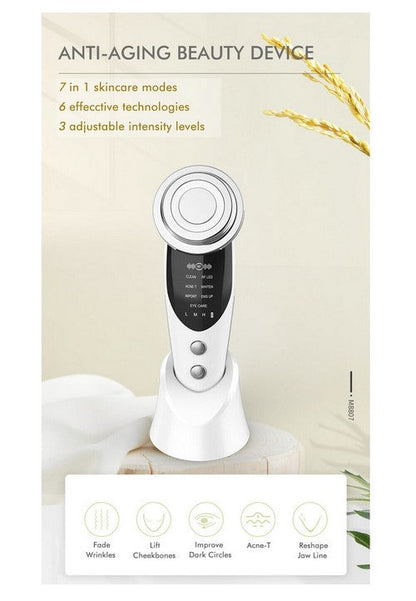 Aparat pentru intinerirea pielii | 7in1 | masaj facial, lifting, anti rid, lumina led, curatare pori, indepartare riduri si cearcane