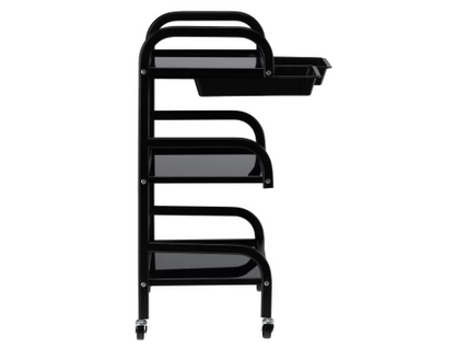 Carucior salon profesional – 3 rafturi, ergonomic si durabil - ST029 - Alb/Negru