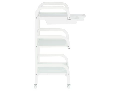 Carucior salon profesional – 3 rafturi, ergonomic si durabil - ST029 - Alb/Negru