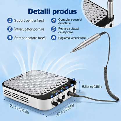Freza Electrica cu Aspirator Integrat 858-18Plus – 80W, Acumulator Reincarcabil