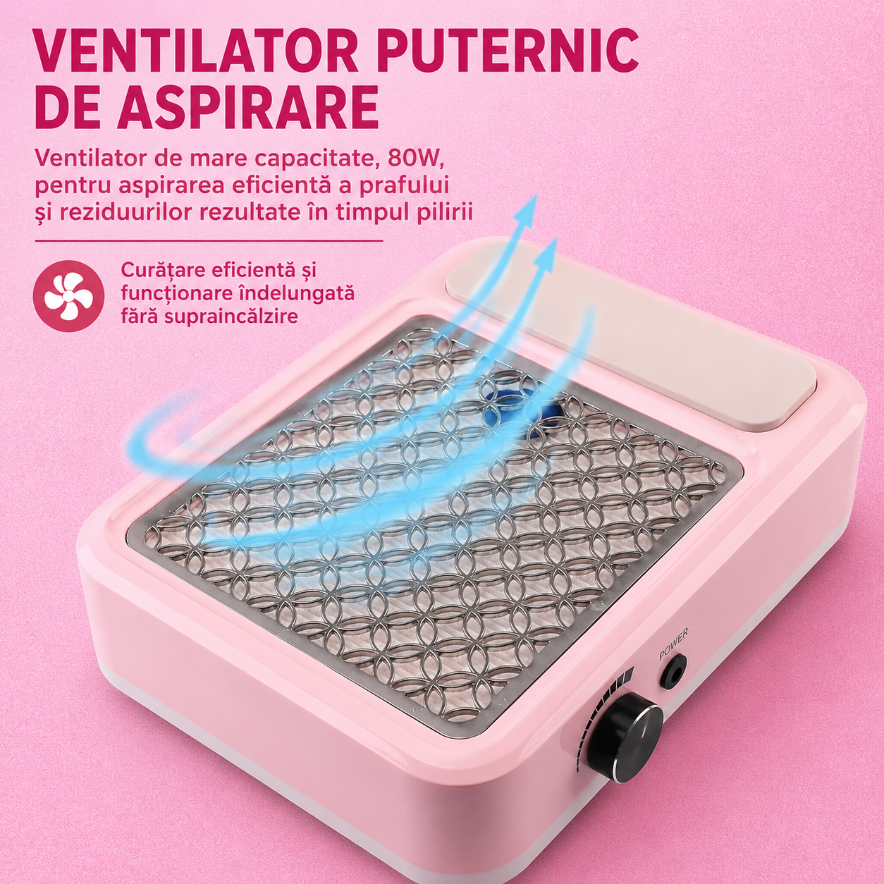 Sistem de aspirare și ventilator puternic pentru colectarea eficientă a prafului de pilire