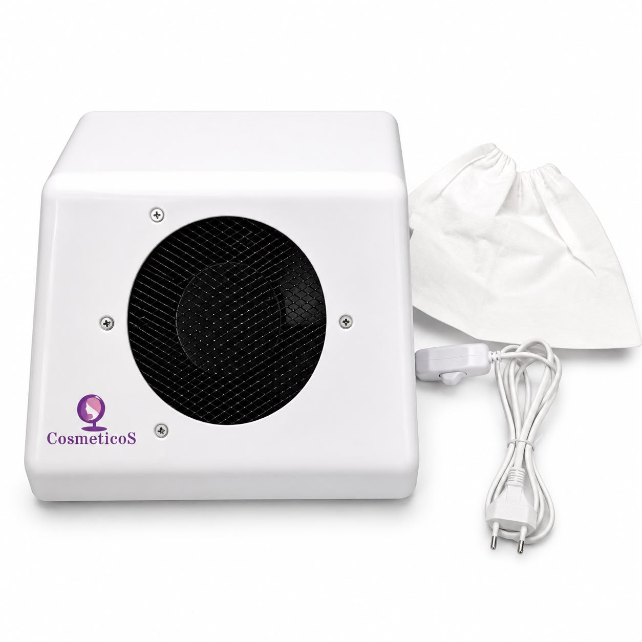 Aspirator praf unghii alb MAX 100W cu sac colector si cablu de alimentare cu potentiometru Ideal Beauty.