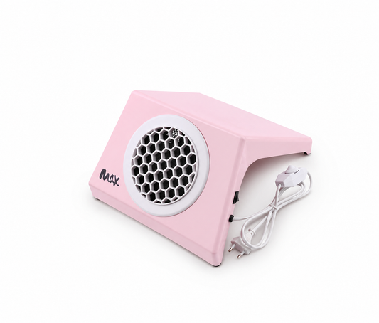 Aspirator praf unghii profesional MAX 100W roz cu viteza reglabila si grila metalica fagure de colectare Ideal Beauty.