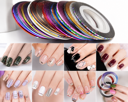 Benzi Nail Art colorate pentru linii și modele geometrice
