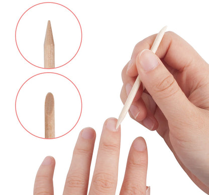 Set 10 bete - lemn natural portocal pentru impins cuticula – capete duble, rezistente, ideale pentru nail art