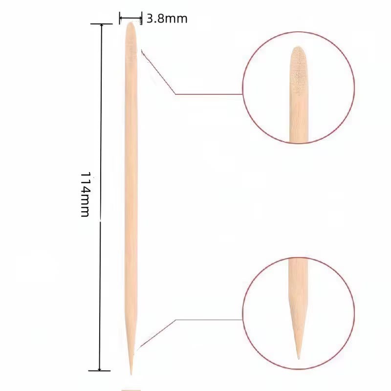 Dimensiuni betisor lemn de portocal 11.4cm cu detalii capat tesit si capat ascutit.